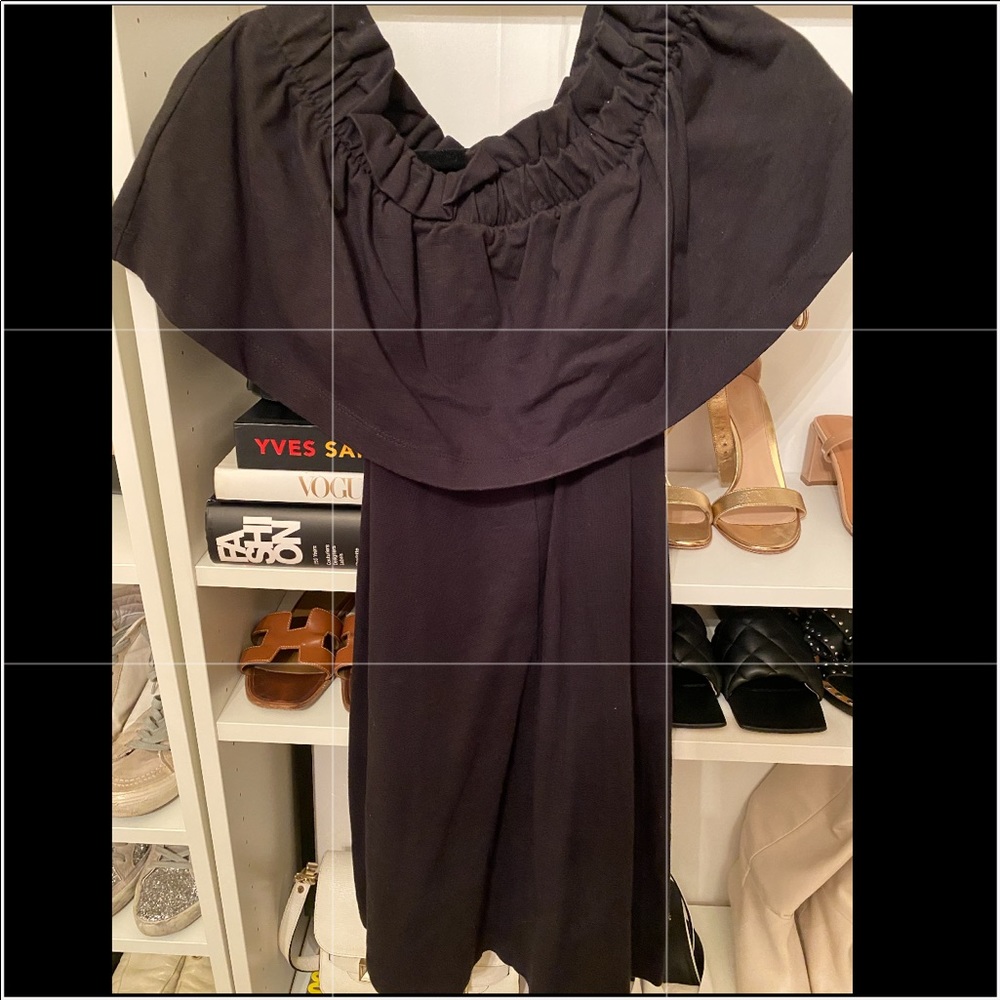 H&M Off the Shoulder Black Cotton Dress Sz 2